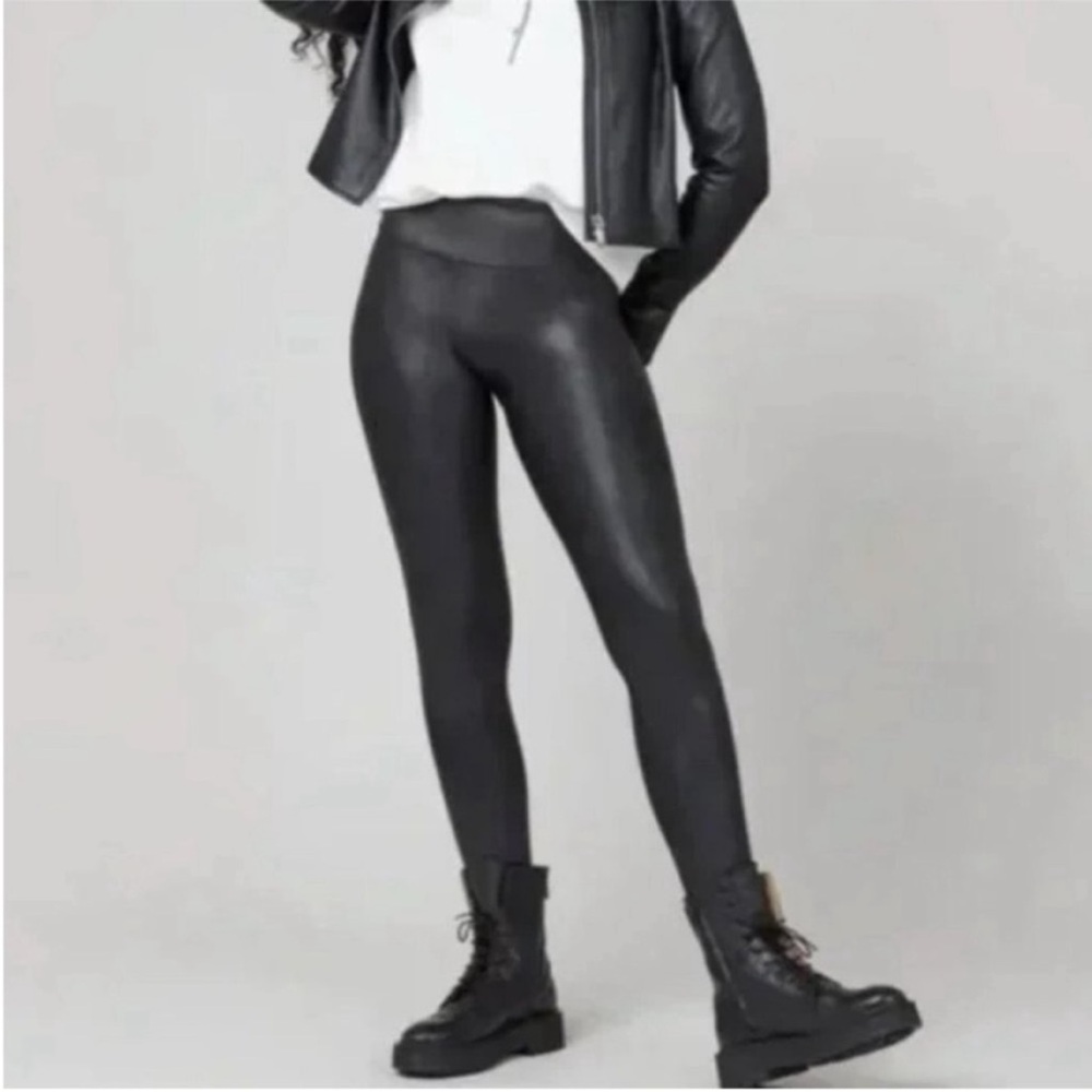 Spanx faux leather high rise leggings black XL